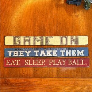 Vintage Style Metal Baseball Game Room Sign Set (3 signs)